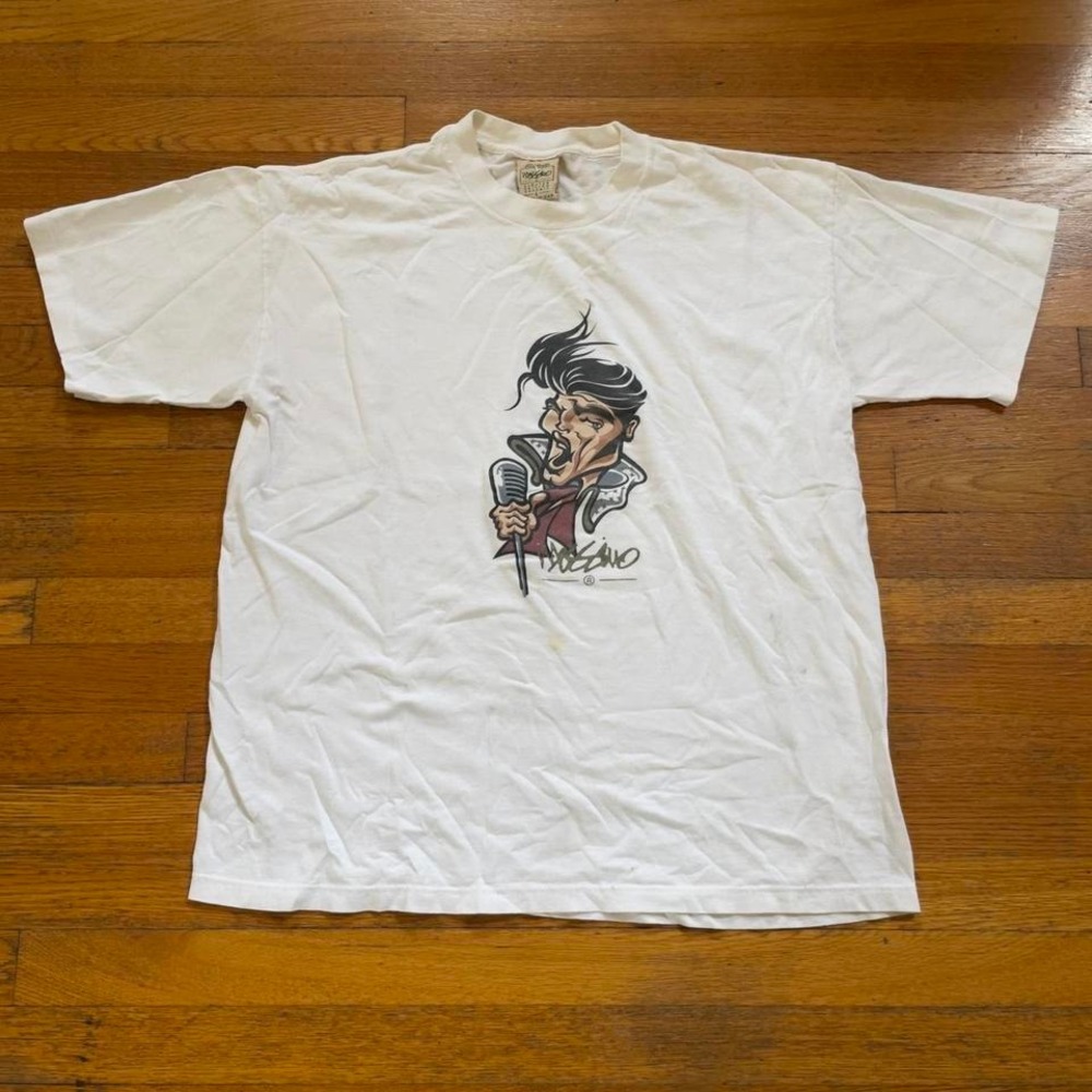VTG 90s Mossimo Limited edition Elvis caricature‎ white skate style tee shirt L
